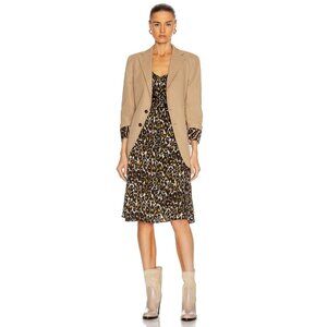 R13 Midi Slip w/ Back Tie in Grey/Orange Leopard - sz Large